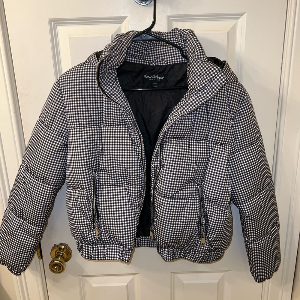 Checkered Cropped Puffer Jacket